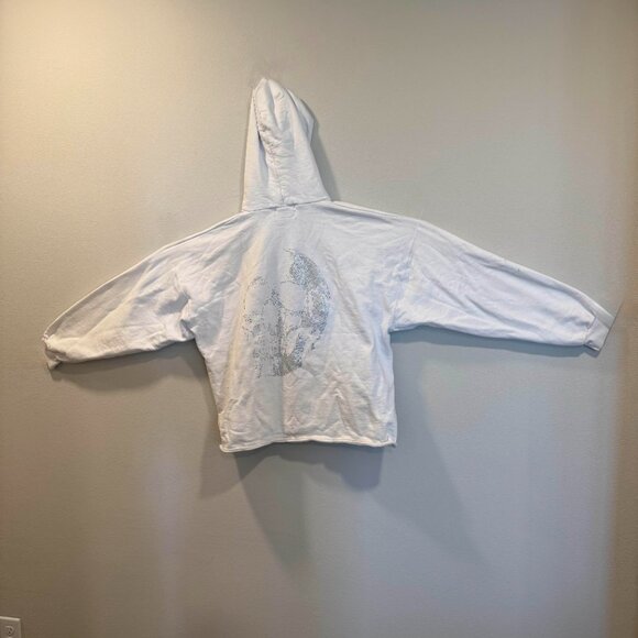 Revenge Rhinestone Skull Cropped Hoodie – White – Size XXL - Picture 3 of 4